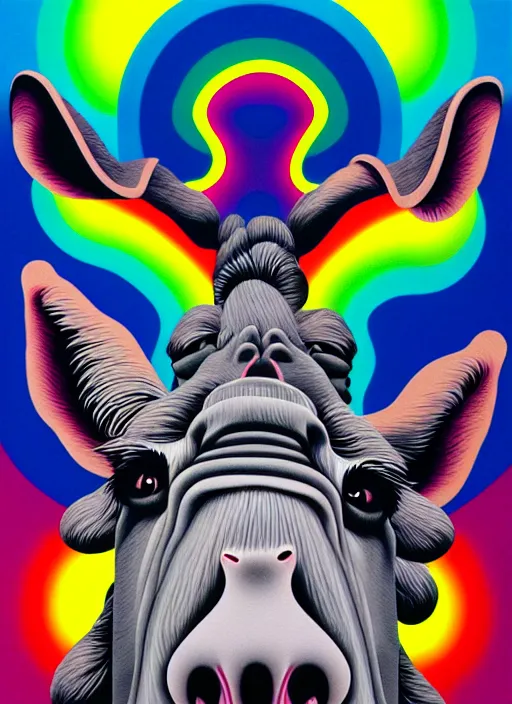 Prompt: zombie donkey by shusei nagaoka, kaws, david rudnick, airbrush on canvas, pastell colours, cell shaded, 8 k