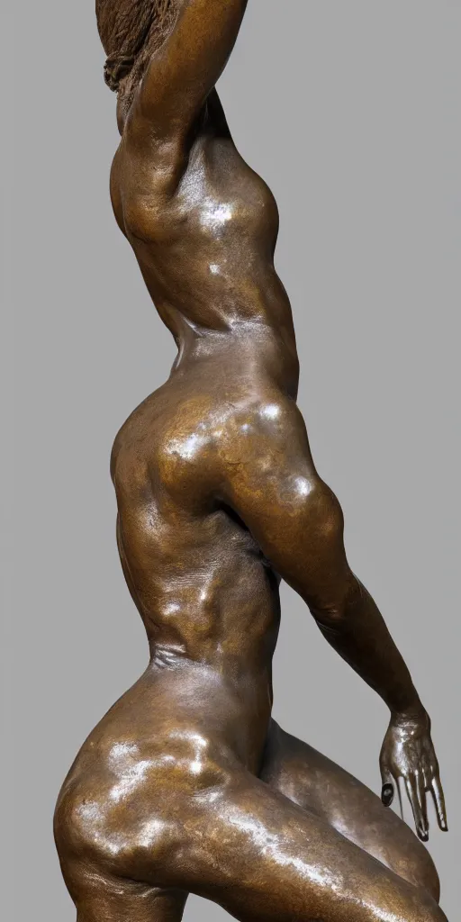 Image similar to detailed photo of an old bronze patina statue of most beautiful woman, full body portrait, various bending poses, photorealism, intricate detail, museum diffuse lighting