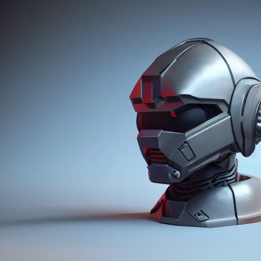 Image similar to sci-fi, helmet design, halo, duke-nuken, science-fiction, robot head, octane-render, cgi, blender, cinema-4d, maya, cgi, redshift