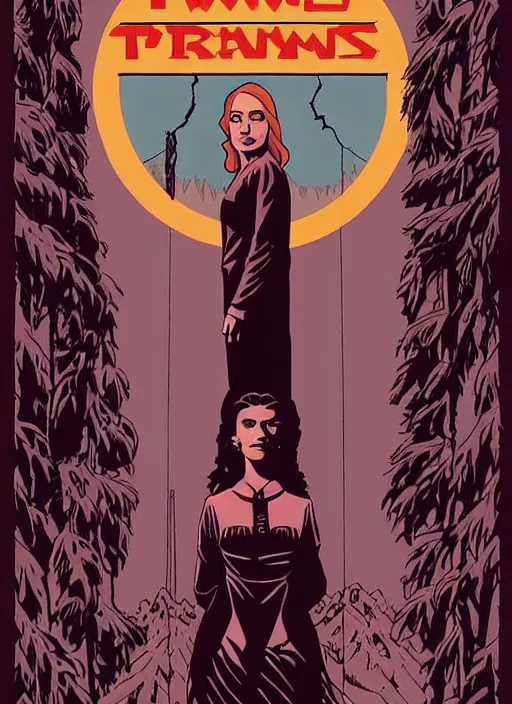 Image similar to twin peaks movie poster art by mike mignola