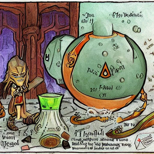 Prompt: painting of one health potion, fantasy, dungeons and dragons, by tony diterlizzi