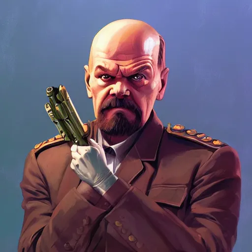 Image similar to vladimir lenin as doomguy, 4 k, hd 2 0 2 2 3 d global illumination rtx hdr style radiating a glowing aura global fanart artstation by jesper ejsing, by rhads, makoto shinkai and lois van baarle, ilya kuvshinov, rossdraws digital painting, illustration, cinematic lighting pixar and disney unreal