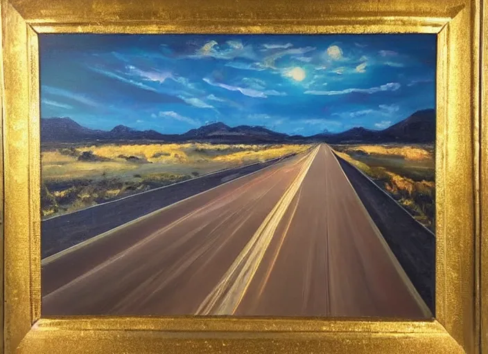 Prompt: a highway of diamonds with nobody on it, beautiful painting, dramatic lighting, shining light, award - winning, classic art, gorgeous,