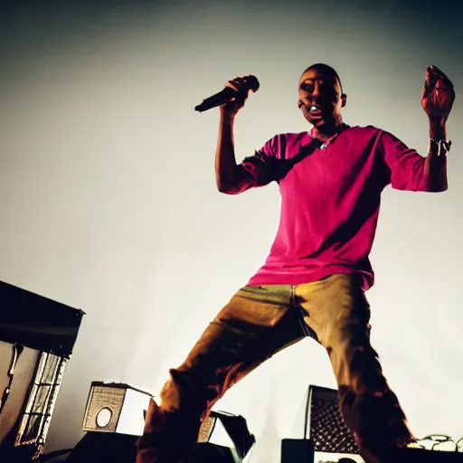 Prompt: rubberband rapper on stage at a concert