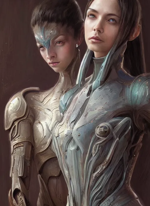 Image similar to a professional painting of a beautiful young female alien, clothed in ethereal armor, olive skin, long dark hair, beautiful bone structure, symmetrical facial features, intricate, elegant, digital painting, concept art, smooth, sharp focus, illustration, from Valerian and the City of a Thousand Planets, by Ruan Jia and Mandy Jurgens and Artgerm and William-Adolphe Bouguerea