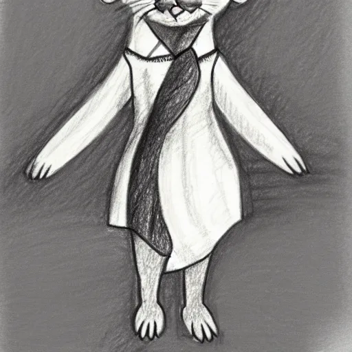 Image similar to an otter in a dress, pencil drawing