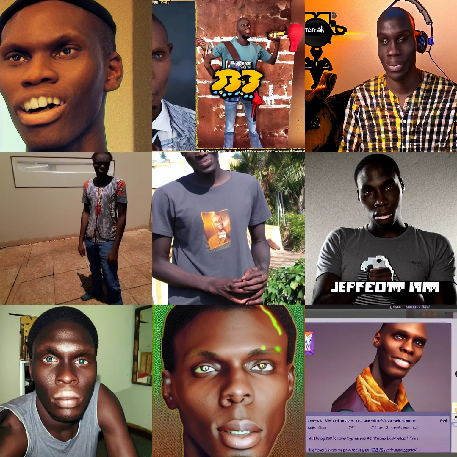 Prompt: african jerma 9 8 5 twitch streamer