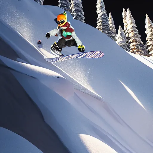 Prompt: pixar render of an excellent snowboarder