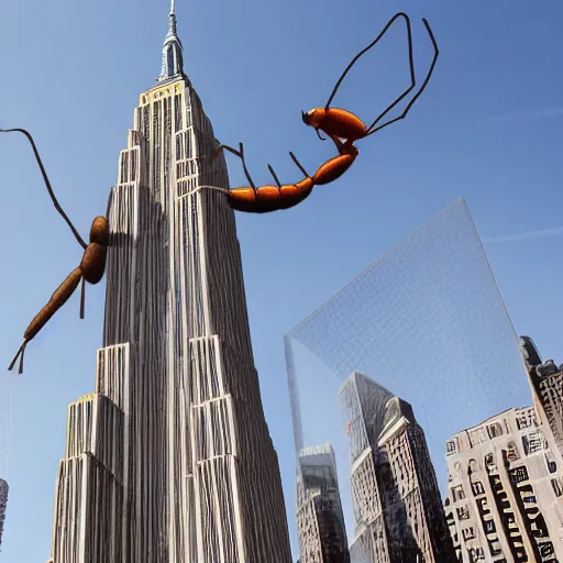 Image similar to a giant ant climbing the empire state