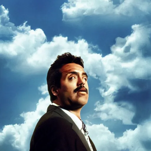 Image similar to Better Call Pedro, promo poster, clouds in the background, cinematic light, 35 mm, film grain, movie, realistic, detailed face