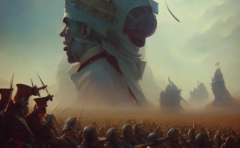 Image similar to highly detailed surreal vfx portrait of napoleonic wars, stephen bliss, unreal engine, greg rutkowski, loish, rhads, beeple, makoto shinkai and lois van baarle, ilya kuvshinov, rossdraws, tom bagshaw, global illumination, detailed and intricate environment