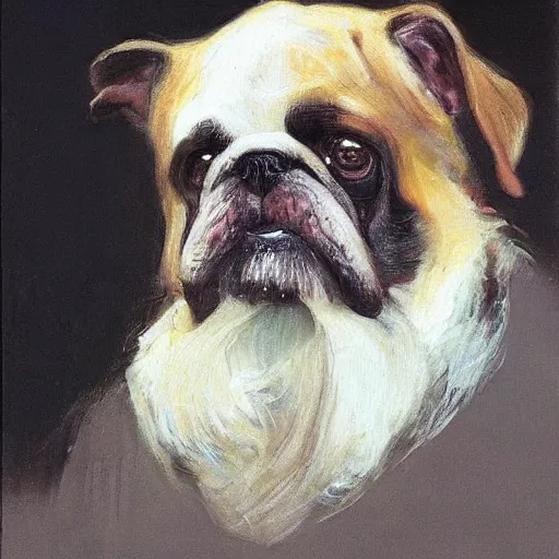 Image similar to A dog that looks like Wilford Brimley, by Sir James Guthrie, hyperrealism