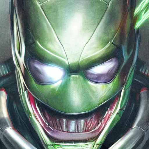 Image similar to a sketch of spider man as green goblin as iron man | venom movie | ~ ~ cinematic ~ ~ lighting | award - winning | closeup portrait | by donato giancola and mandy jurgens and charlie bowater | featured on artstation | pencil sketch | sci - fi alien