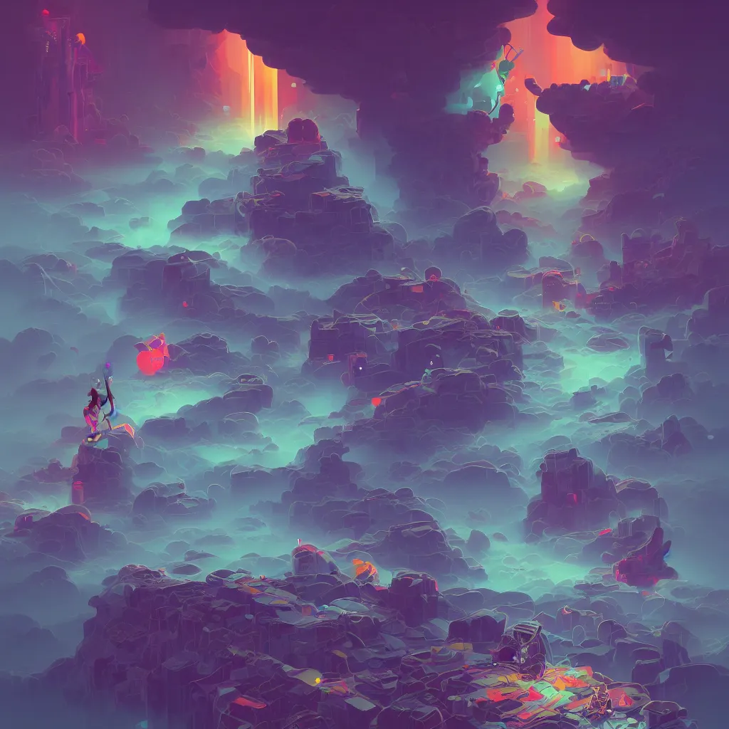 Image similar to a micro-service deployed to a datacenter, road, connector, defence, wall, cloud, security, cyber, attack vector, trending on Artstation, painting by Jules Julien, Leslie David and Lisa Frank and Peter Mohrbacher and Alena Aenami and Dave LaChapelle muted colors with minimalism