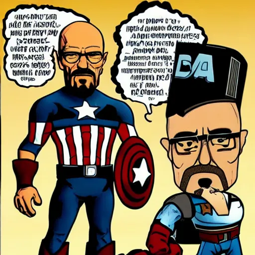 Prompt: walter white with captain america body