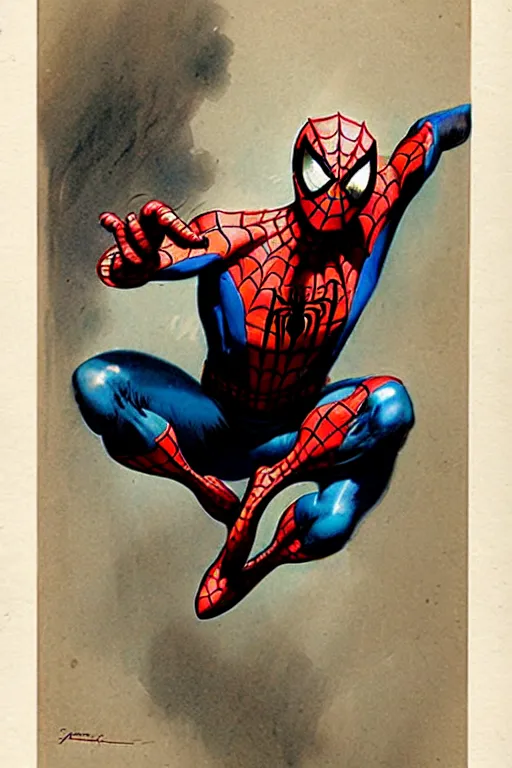 Image similar to (((((1950s spiderman))))) by Jean-Baptiste Monge !!!!!!!!!!!!!!!!!!!!!!!!!!!