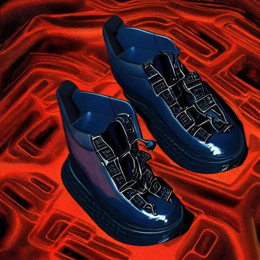 Image similar to futuristic balenciaga and vetements sneakers made out of live parts, cable, nerves, organs, by cronenberg, ultra rendered extreme realism and detail, 8 k, highly detailed, realistic, completely framed, pbr, surreal, hyper realistic, colorful, direct lighting, 3 5 mm photo, photorealistic, sharp focus,