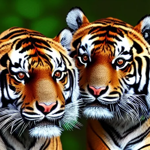 Image similar to a realistic photo of two tigers