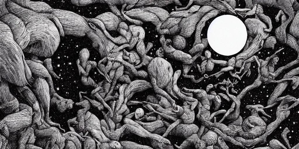 Image similar to “the beginning of time by Edward Gorey, highly detailed, 8k, trending on artstation”