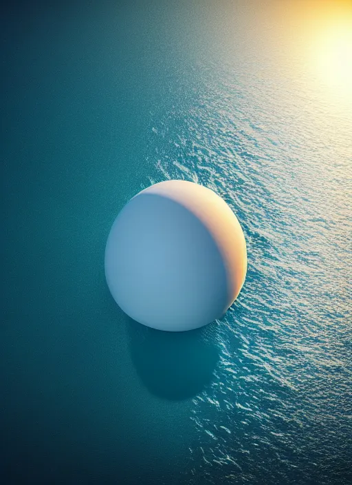 Prompt: a computer generated image of a giant object floating in the ocean, a 3 d render by beeple, featured on polycount, nuclear art, rendered in cinema 4 d, octane render, rendered in unreal engine