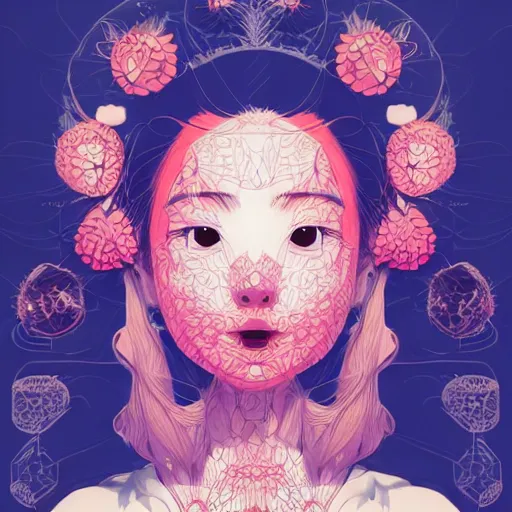 Prompt: the face of a cute and elegant japanese girl partially made of tomatoes and grass, an ultrafine detailed illustration by james jean, final fantasy, intricate linework, bright colors, behance contest winner, vanitas, angular, altermodern, unreal engine 5 highly rendered, global illumination, radiant light, detailed and intricate environment