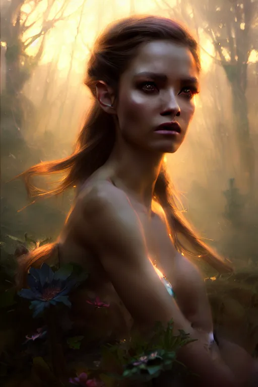 Image similar to cinematic shot of an epic portrait of a fairy dressed in military clothes, shiny skin, beautiful eyes, beautiful, small details, night setting, realistic poster with volumetric light from craig mallism, artgerm, jeremy lipkin and michael garmash, unreal engine, radiant light, detailed and complex environment, digital art, trends at art station, a masterpiece