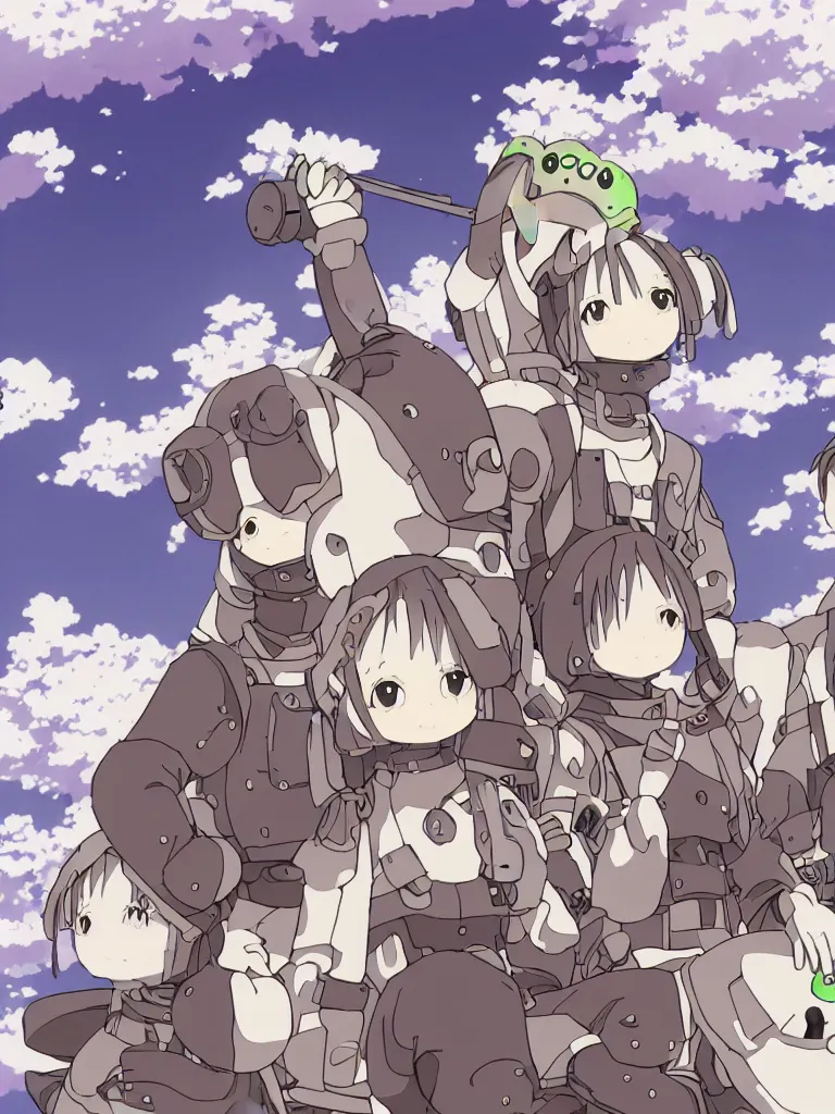 Prompt: resolution 4k happiness of gods empire worlds of Akihito Tsukushi made in abyss design ivory dream like storybooks and rhyes wandering army of militaristic imperialistic authoritarian army pepe the frog in military uniforms happy eating the flesh of other frogs gore blood unrelenting suffering wholesome soft and warm primordial the value of despair uncertainty loss of the world and the death of love ,love, warm ,Luminism, pepe the frog , art in the style of Tony DiTerlizzi , Francisco de Goya and Akihito Tsukushi and Arnold Lobel