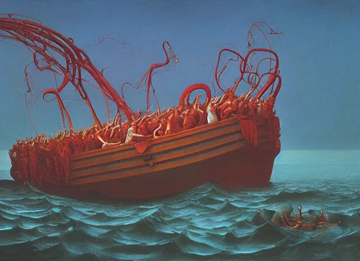 Image similar to painting of the raft of the medusa, science fiction, Edward Hopper and James Gilleard, Zdzislaw Beksinski, highly detailed