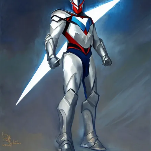 Image similar to greg manchess portrait painting of armored moon knight mixed with ultraman and nightwing as overwatch character, medium shot, asymmetrical, profile picture, organic painting, sunny day, matte painting, bold shapes, hard edges, street art, trending on artstation, by huang guangjian and gil elvgren and sachin teng