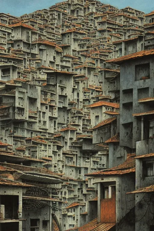 Prompt: favelas in rio, by zdzisław beksinski