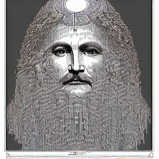 Image similar to A realistic profile picture of a deity-of-language by Gustave Dore in ASCII art style