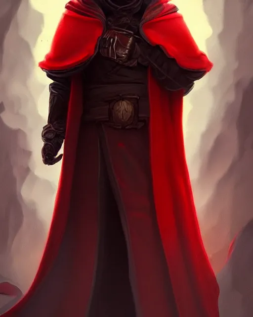 Prompt: painting of a wicked faceless cool baron in a red cloak, fantasy, artstation, cgsociety, ultra high detail, stylized, medium shot