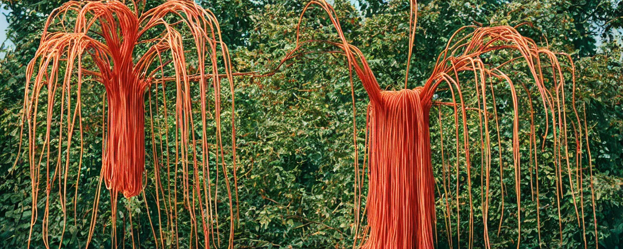 Image similar to a spaghetti tree, canon 5 0 mm, in the style wes anderson, kodachrome