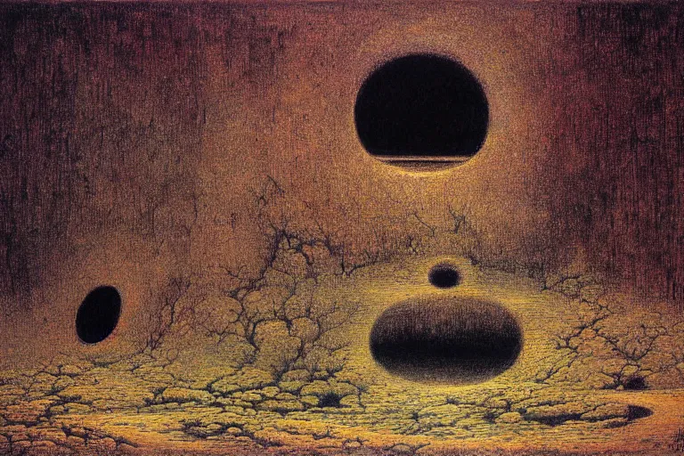 Prompt: hole in the ground by beksinski