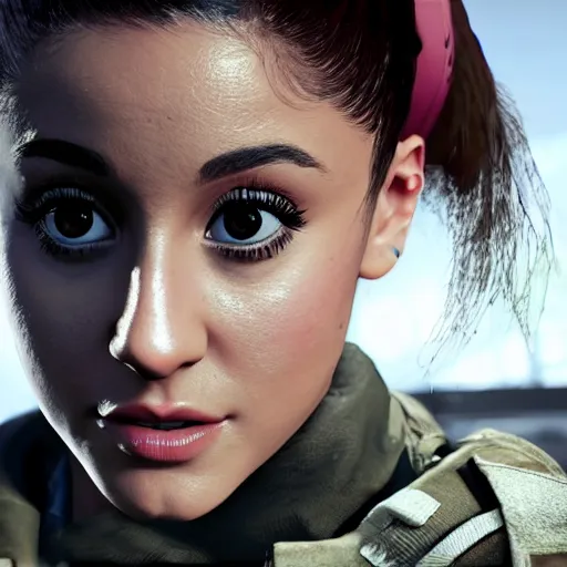 Image similar to Ariana Grande in Call of Duty, 4k