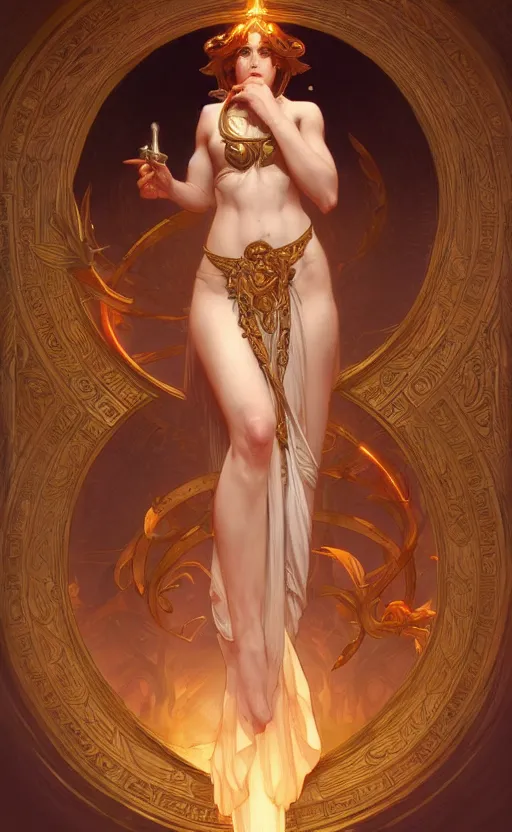 Image similar to the goddess hestia, greek mythology, intricate, upper body, highly detailed, digital painting, artstation, concept art, sharp focus, cinematic lighting, illustration, art by artgerm and greg rutkowski, alphonse mucha, cgsociety