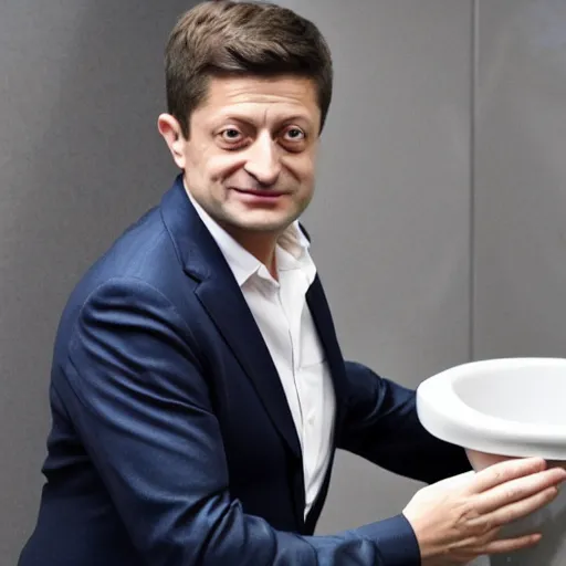 Image similar to Zelensky flushes himself in the toilet