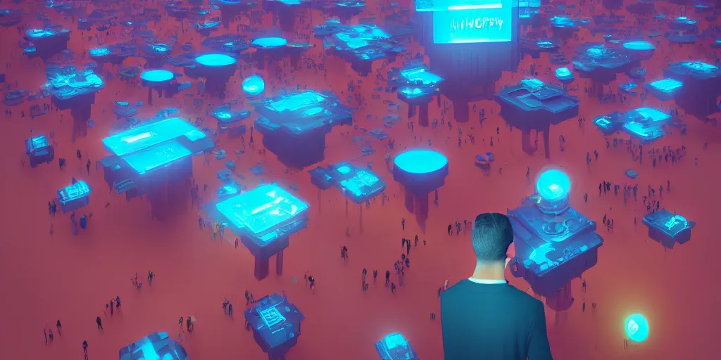 Image similar to making a world with happy people made by tech companies stabilityai with ceo emad mostaque. their goal is to gain money and power, by beeple, digital art, 3 2 k, making money power