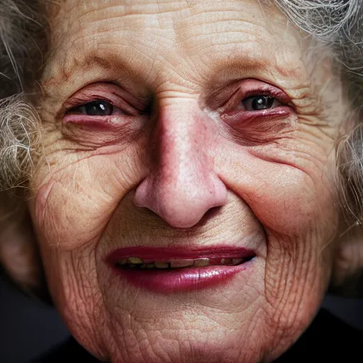 Image similar to portrait photography of happy 8 0 years old women by annie leibovitz, deep emotions, perfect facial symmetry, dim volumetric cinematic lighting, 8 k, post - processing, extremely hyper - detailed, intricate, epic composition, masterpiece, stunning,