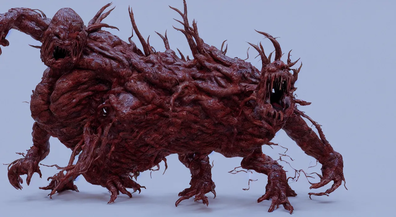 Prompt: the thing ( 1 9 8 2 ), predator ( 1 9 8 7 ) body horror, unreal engine, octane render, depth of field, cycles render, hd