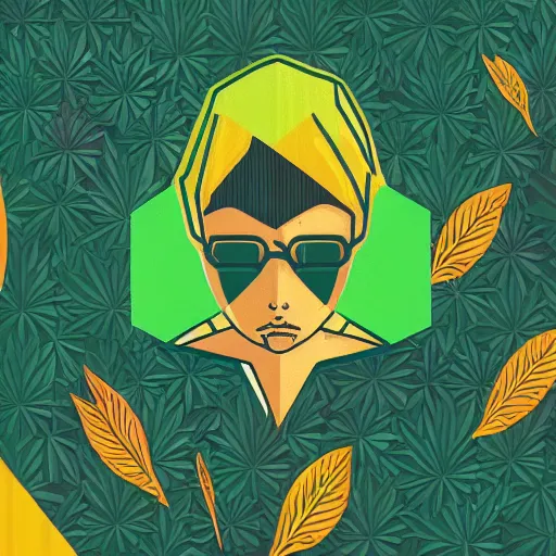 Image similar to Marijuana profile picture by Sachin Teng, symetrical, Vector , Leaf Green, Green smoke, Impressive, Award Winning, Warm, Good Vibes, Positive, geometric shapes, energetic, intricate background, graffiti, street art:2 by Sachin Teng:4