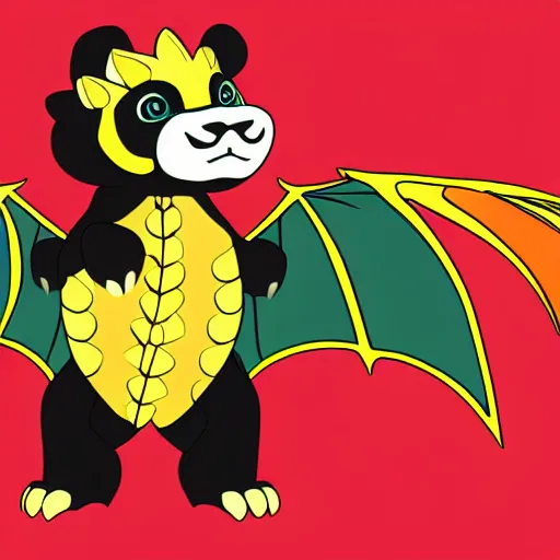 Image similar to vector art of welsh dragon and cute panda mixed, intercrossed, chimera, welsh flag, adobe illustrator