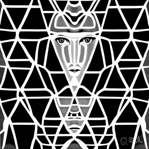 Prompt: op art design of a woman face, black and white, victor vasarely, sergi delgado, 4 k