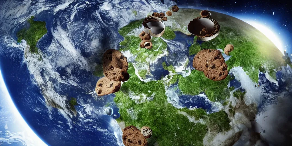 Image similar to Earth being cut by a cookie, realistic 4k octane beautifully detailed render, 4k post-processing, highly detailed, intricate complexity, epic composition, magical atmosphere, cinematic lighting, masterpiece, ultra hd