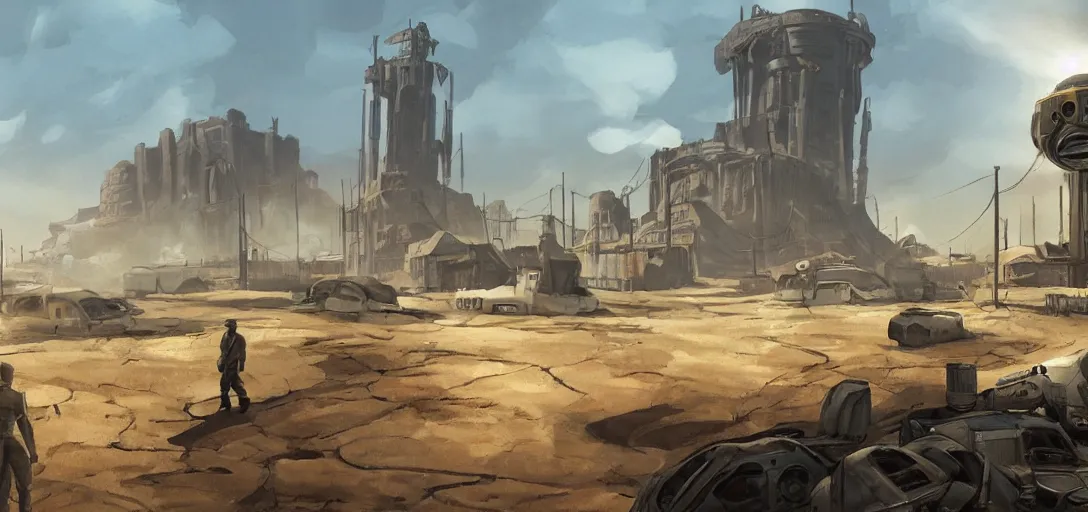 Image similar to Concept art of Fallout 4, Ralph McQuarrie style