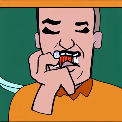 Image similar to a 3d cartoon of a man tasting a bandaid.