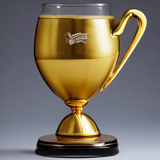 Image similar to a latte trophy, golden trophy shaped like latte