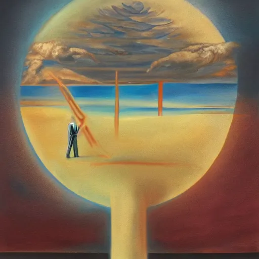 Image similar to humanities limits, surrealist painting