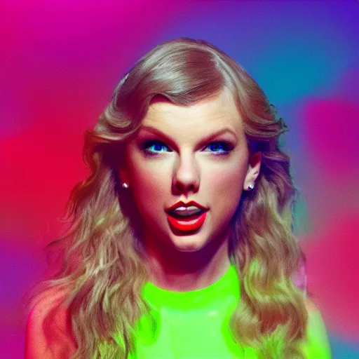 Prompt: a neon album cover for Taylor Swift