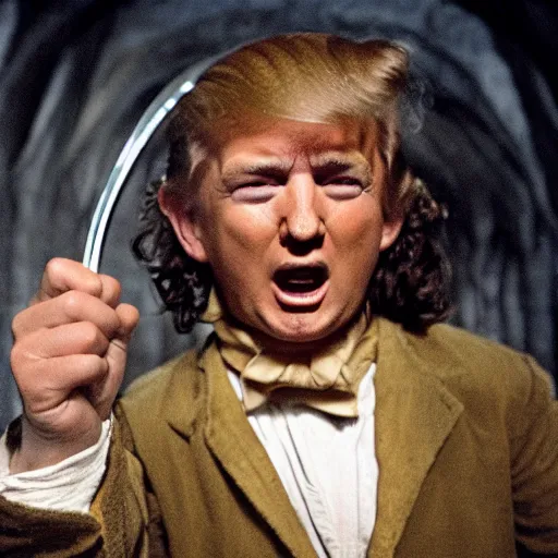 Image similar to donald trump as frodo in the lord of the rings, award winning photo